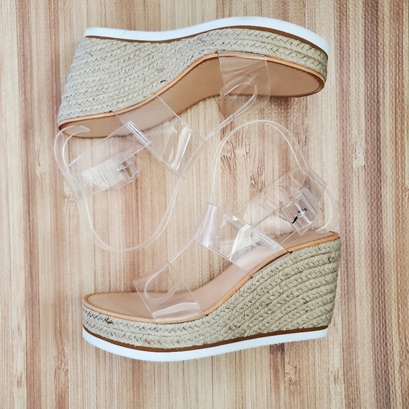 BNWOB Madden Girl Allin Clear Women's Wedge Sandals - Picture 5 of 14